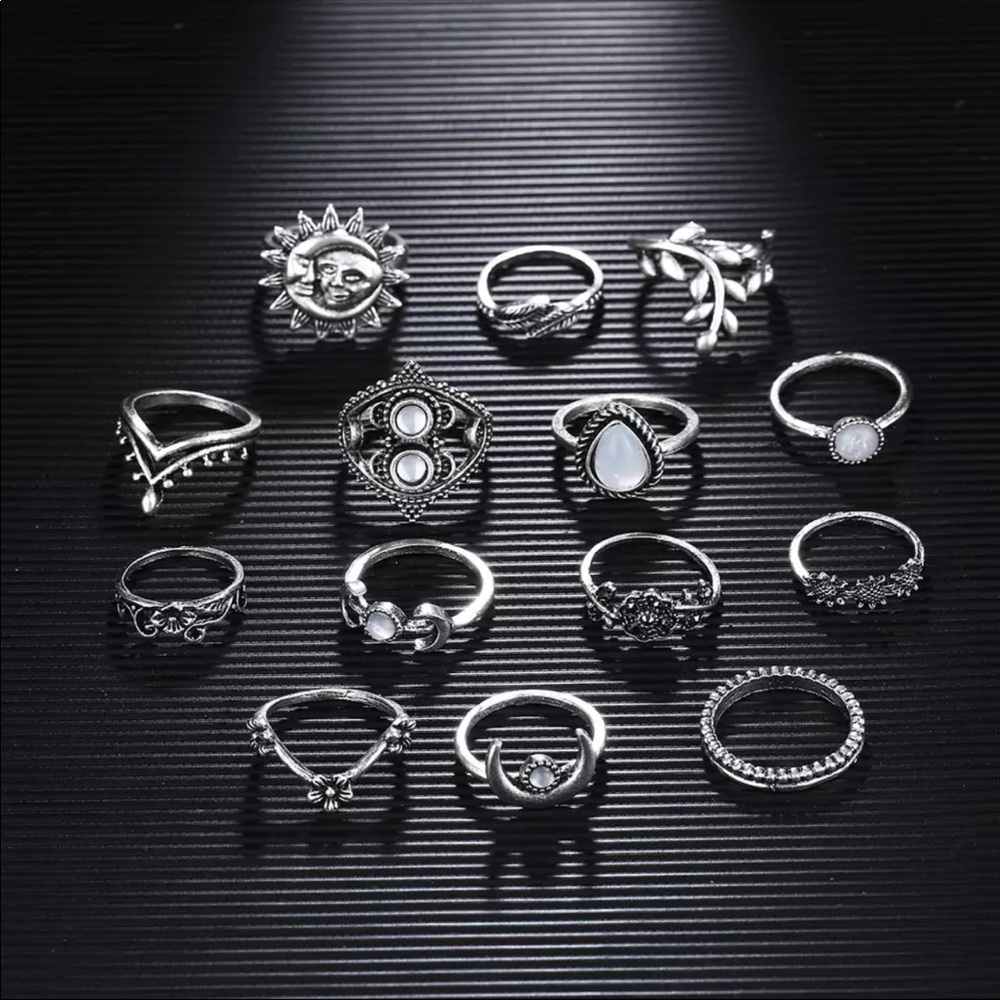 NEW! 14 Piece Boho Midi Knuckle Rings Set - Picture 3 of 6